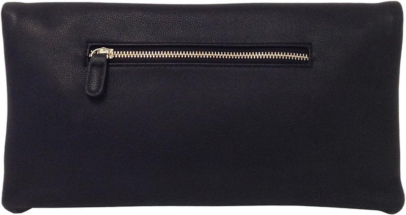 JNB Women's Faux Leather Zipper Foldover Clutch Purse with Tassel - Image 2